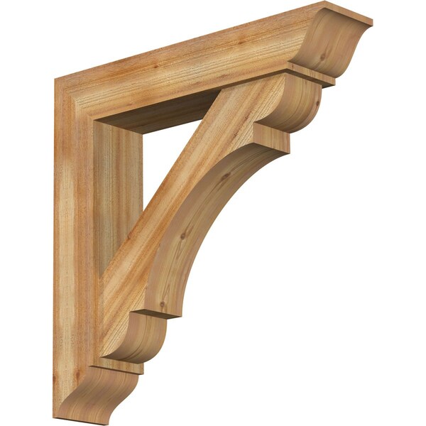 Ekena Millwork Olympic Traditional Rough Sawn Bracket w/ Offset Brace, Western Red Cedar, 8"W x 38"D x 38"H BKT0806X38X38OLY01RWR - main
